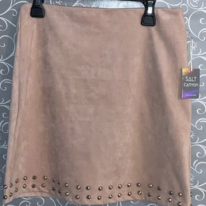 A faux suede mini skirt.